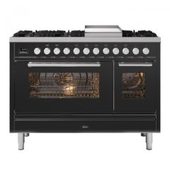 Ilve P12FWE3/MG Matt Graphite Roma 120Cm Wide Fry Top Double Oven Dual Fuel Range Cooker
