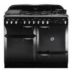 Rangemaster ELA110DFFB Black Elan Deluxe Black With Chrome Trim 110Cm Dual Fuel Range Cooke