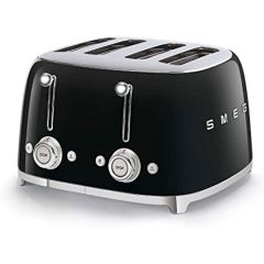 Smeg TSF03BLUK Black Silver X4 Slice Smeg Toaster 