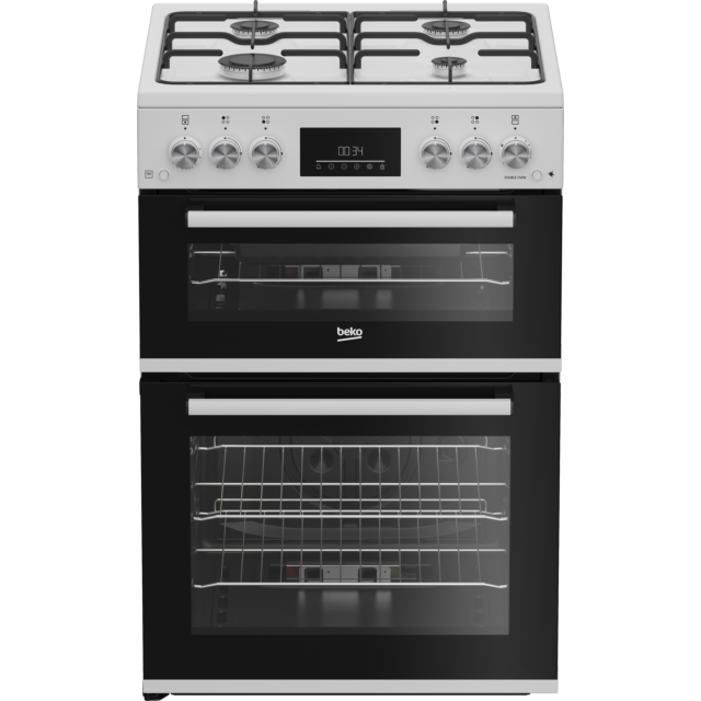 Beko EDG6231W  60cm Twin Cavity Gas Cooker with Enamel Hob - White