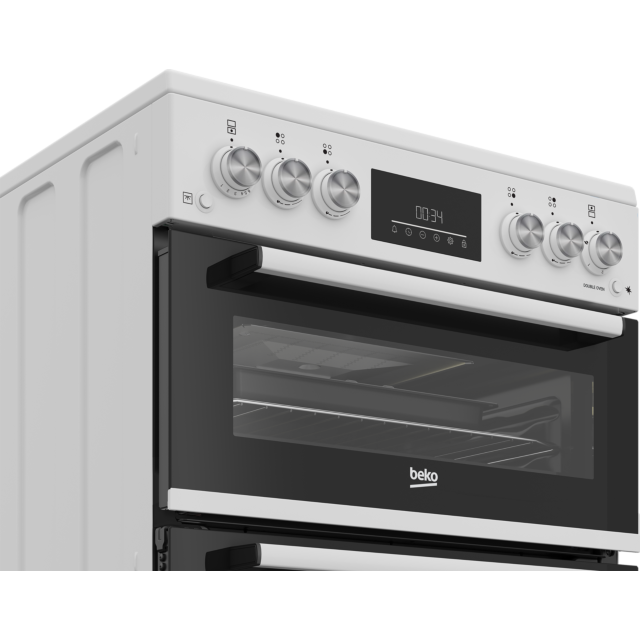 Beko EDG6231W  60cm Twin Cavity Gas Cooker with Enamel Hob - White
