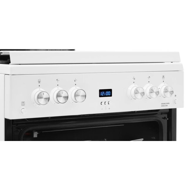 Beko EDG6L33W 60cm Gas Double Oven with Glass Lid - White