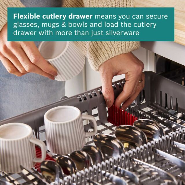 Bosch SMH4HVX14G Built-In Series 4 Integrated Dishwasher - 14 Place Settings Variable Hinge - Cutler