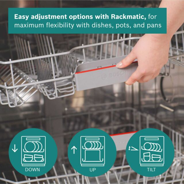 Bosch SMH4HVX14G Built-In Series 4 Integrated Dishwasher - 14 Place Settings Variable Hinge - Cutler