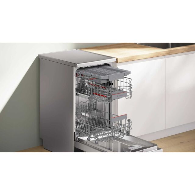 Bosch SPS4HMI14G Stainless Steel Series 4, Free-Standing Dishwasher, 45 Cm, Brushed Steel Anti-Finge
