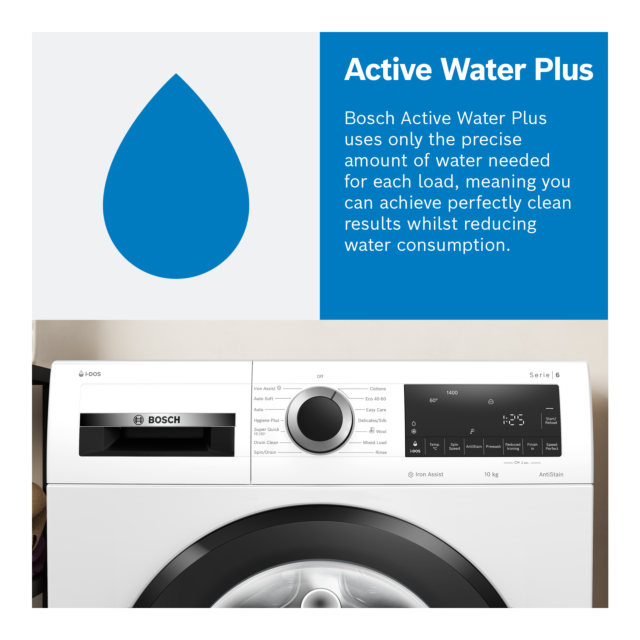Bosch WGG254ZSGB 10kg 1400 Spin Washing Machine - Silver Inox