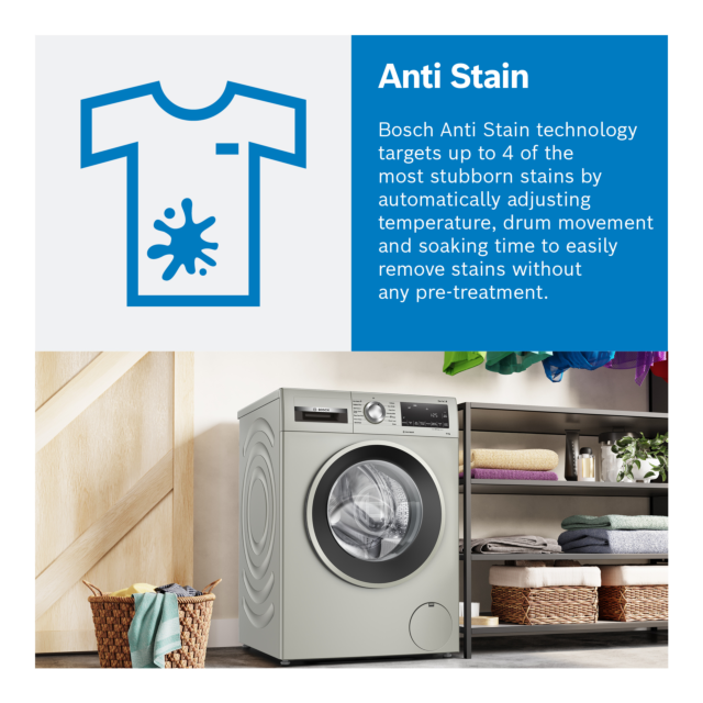 Bosch WGG254ZSGB 10kg 1400 Spin Washing Machine - Silver Inox