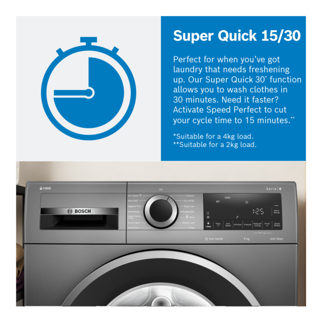 Bosch WGG254ZSGB 10kg 1400 Spin Washing Machine - Silver Inox