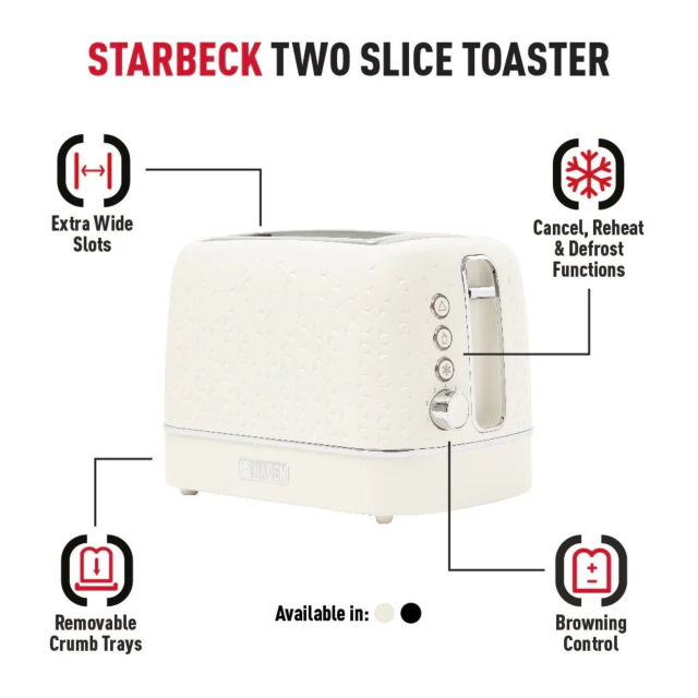 Haden 207210  Starbeck 2 Slice Toaster - Ivory