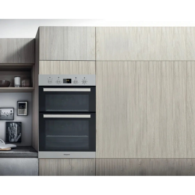 Hotpoint DKD3841IX 59.5cm Built In Electric Double Oven - Inox