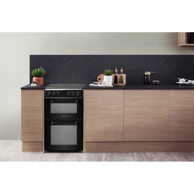 Hotpoint HD5V92KCB 50cm Twin Cavity Electric Cooker - Black
