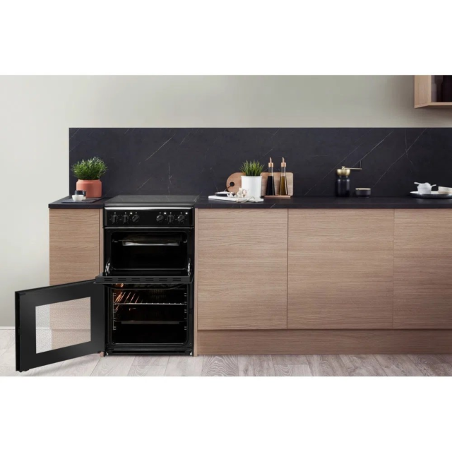 Hotpoint HD5V92KCB 50cm Twin Cavity Electric Cooker - Black