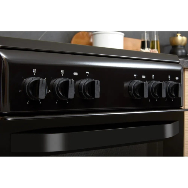 Hotpoint HD5V92KCB 50cm Twin Cavity Electric Cooker - Black