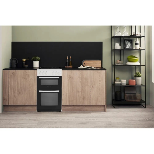 Hotpoint HD5V92KCW 50cm Twin Cavity Electric Cooker - White