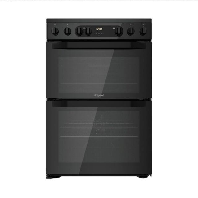 Hotpoint HDEU67V9C2B/UK 60cm Double Oven Electric Cooker with Ceramic Hob - Black