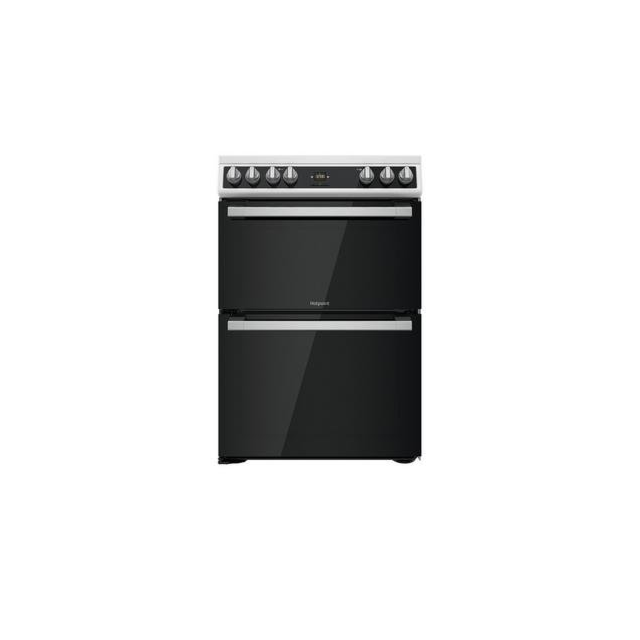 Hotpoint HDT67V9H2CW_UK 60cm Double Electric Cooker with Ceramic Hob - Black/White