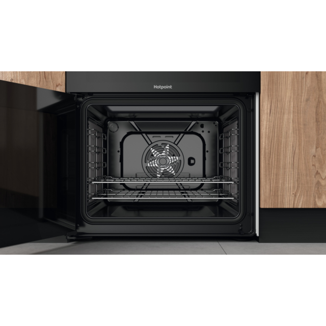 Hotpoint HDT67V9H2CW_UK 60cm Double Electric Cooker with Ceramic Hob - Black/White
