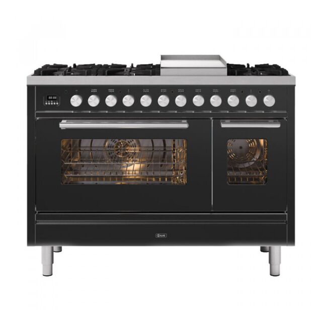 Ilve P12FWE3/MG Matt Graphite Roma 120Cm Wide Fry Top Double Oven Dual Fuel Range Cooker