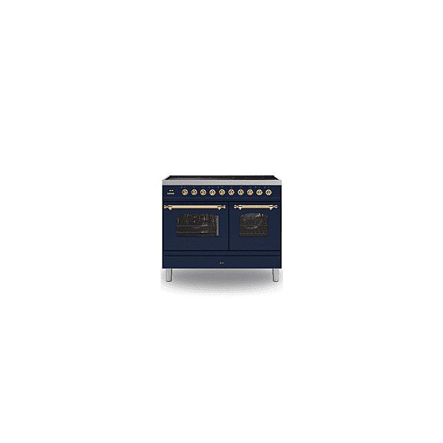 Ilve PDI10NE3/MBG Midnight Blue 100Cm Milano 6 Zone Induction Electric Range Cooker Brass Trim
