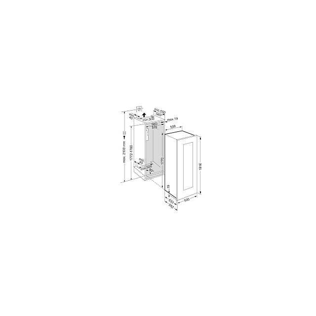 Liebherr EWTGB3583 Black + Glass Vinidor Built-In Multi-Temperature Wine Cabinet 181.6 / 59.5 / 57.2