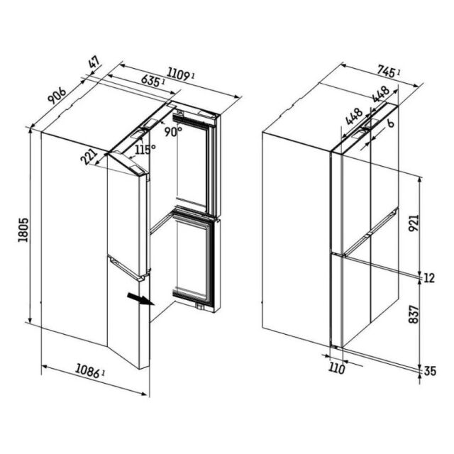 Liebherr MBSDDI 9058 Stainless Steel Prime Biofresh Nofrost 4-Door French Door Fridge-Freezer With W