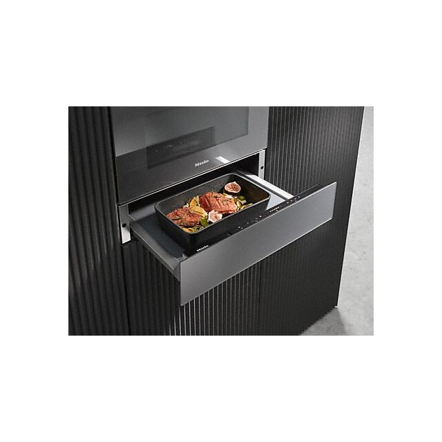 Miele ESW7020 Black Ss 29 Cm High Handleless Gourmet Warming Drawer For Preheating Crockery, Keeping