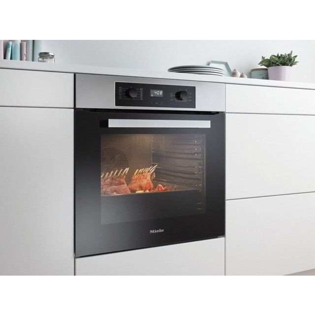 Miele H2265-1BP Clean Steel Built-In Single Electric Oven, A+ Energy Rating, Clean Steel