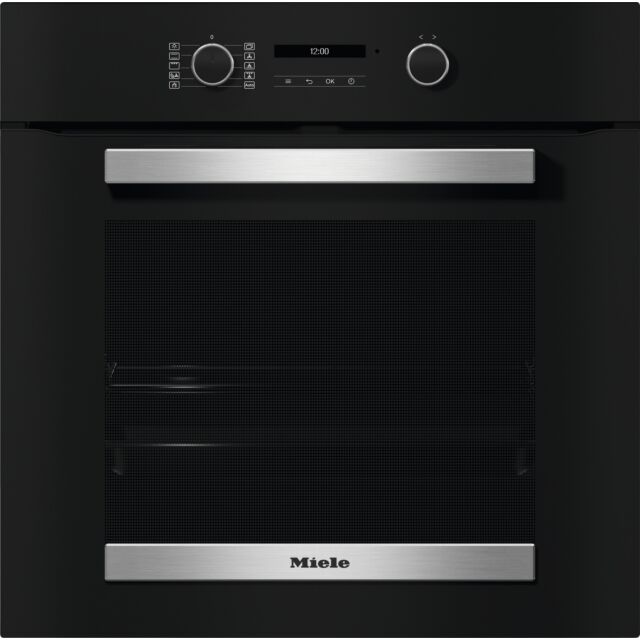 Miele H2465BP Obsidian Black Built In Single Oven With Pyro Cleaning