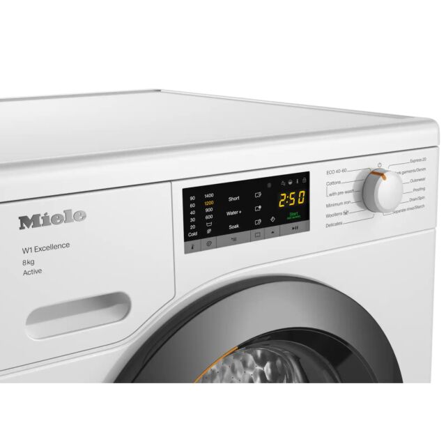 Miele WEA125 WCS Lotus White 8Kg Active A -10 %* I 8 Kg I 1400 Rpm I Capdosing I Honeycomb Drum I Ad