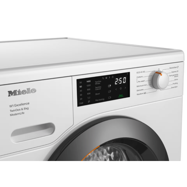 Miele WED665WCS W1 8Kg Front-Loading Washing Machine Twindos And Miele@Home – Smart Laundry Care 