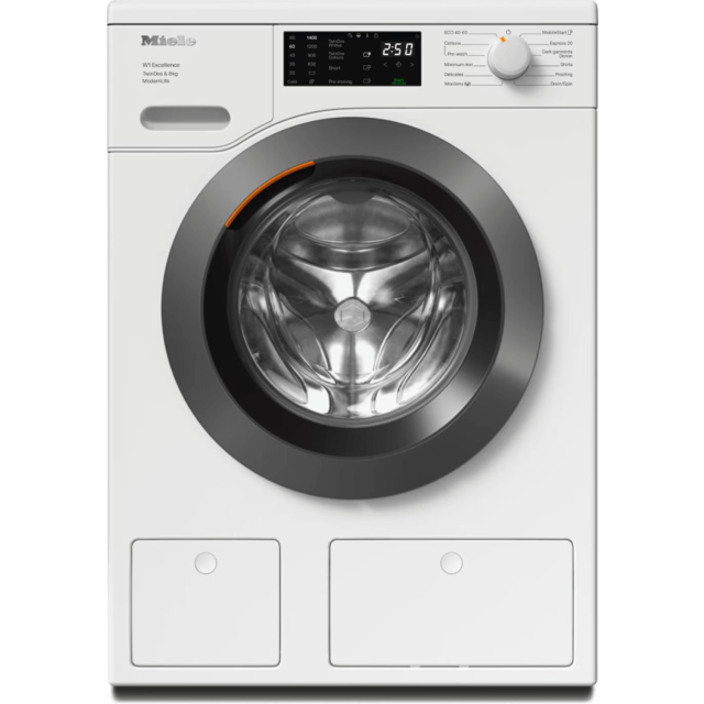 Miele WED665WCS W1 8Kg Front-Loading Washing Machine Twindos And Miele@Home – Smart Laundry Care 