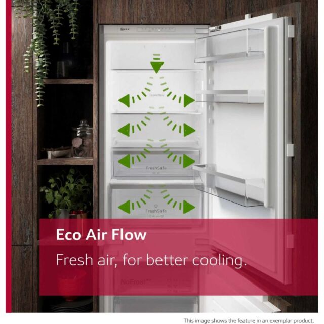 Neff KI7851FE0G N 30, Built-In Fridge-Freezer With Freezer At Bottom, 177.2 X 54.1 Cm, Flat Hinge