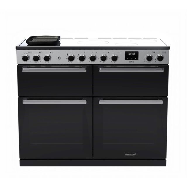 Rangemaster EDDLB110EIGBLK/CM1 Black Glass Edge Deluxe Bc - 110 Induction Range Cooker With Top Gril