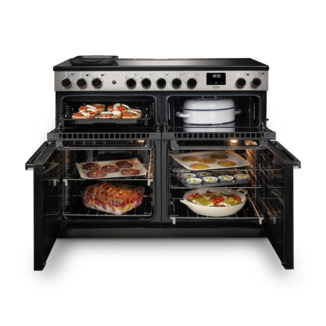 Rangemaster EDDLB110EIGBLK/CM1 Black Glass Edge Deluxe Bc - 110 Induction Range Cooker With Top Gril