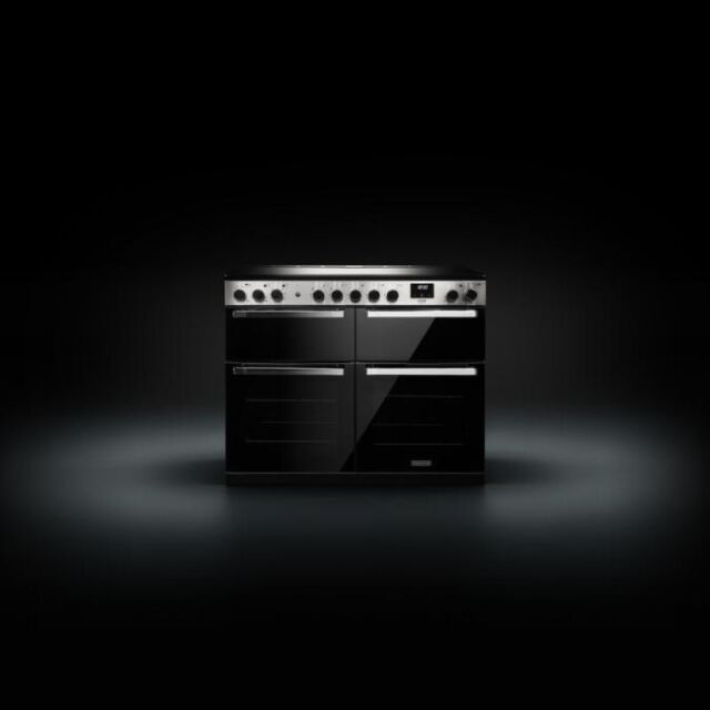 Rangemaster EDDLB110EIGBLK/CM1 Black Glass Edge Deluxe Bc - 110 Induction Range Cooker With Top Gril