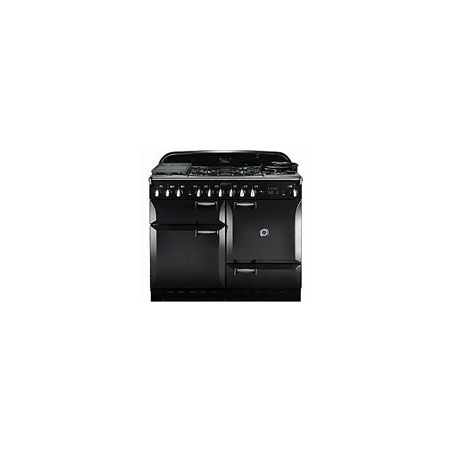 Rangemaster ELA110DFFB Black Elan Deluxe Black With Chrome Trim 110Cm Dual Fuel Range Cooke