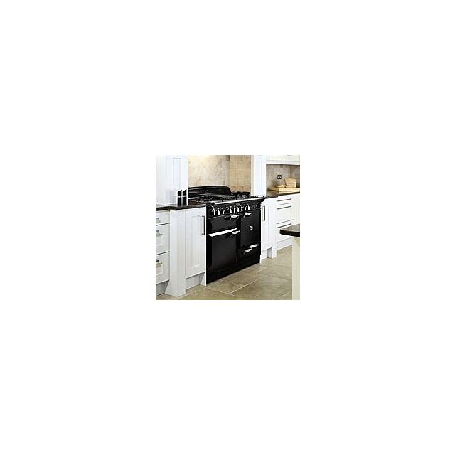 Rangemaster ELA110DFFB Black Elan Deluxe Black With Chrome Trim 110Cm Dual Fuel Range Cooke