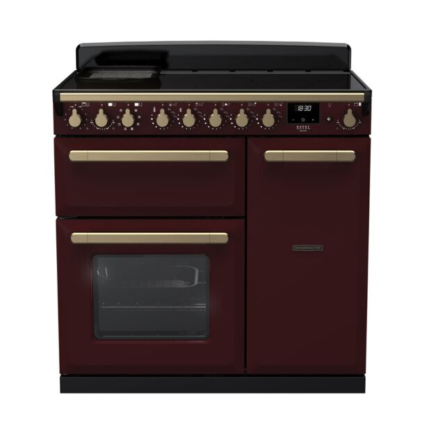 Rangemaster ESDL90EIPBORAB1 Bordeaux 90Cm Induction Range Cooker Estel Deluxe Bordeaux / Antique Bra