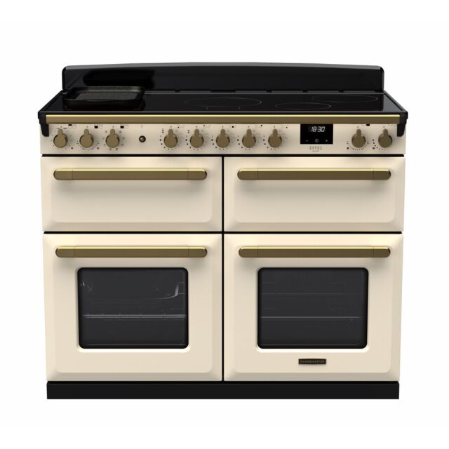 Rangemaster ESDLB110EIPPCR/AB1 Cream/Brass 18167 Estel Deluxe Bc 110 Induction Range Cooker With Top