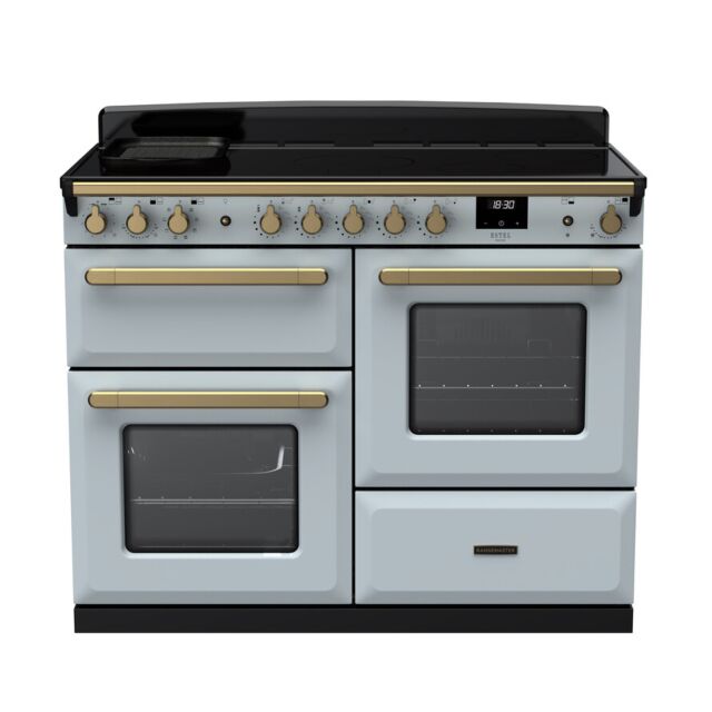 Rangemaster ESDLO110EIPMSB/AB1 Misty Blue/ Brass 110Cm Induction Range Cooker Estel Deluxe Misty Blu