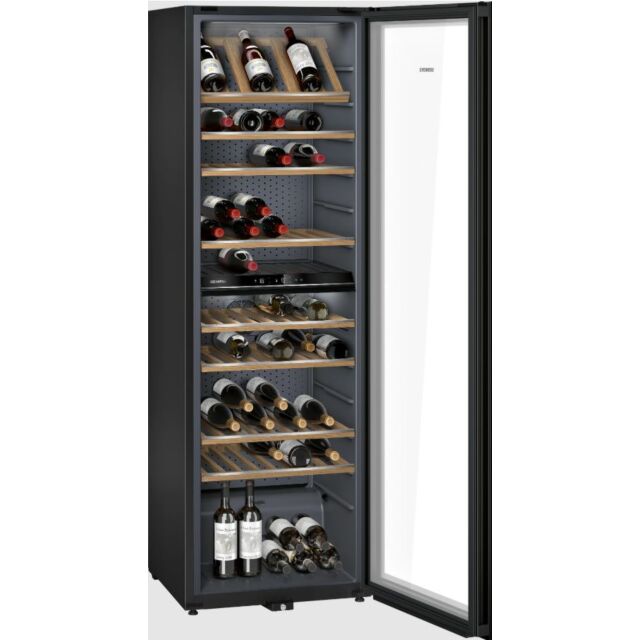 Siemens KW36KATGA Black Dual Zone Wine Cooler With Glass Door - 186 X 60 Cm