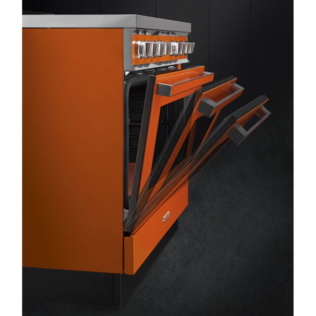 Smeg CPF9GPOR Orange 90Cm 'Portofino' Cooker With Pyrolytic Multifunction Oven And Gas Hob, Orange E