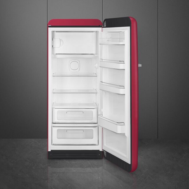Smeg FAB28RDRB5 Ruby Red 50S Style Fridge With Icebox - 60Cm Wide 153Cm High Right Hand Hinge 