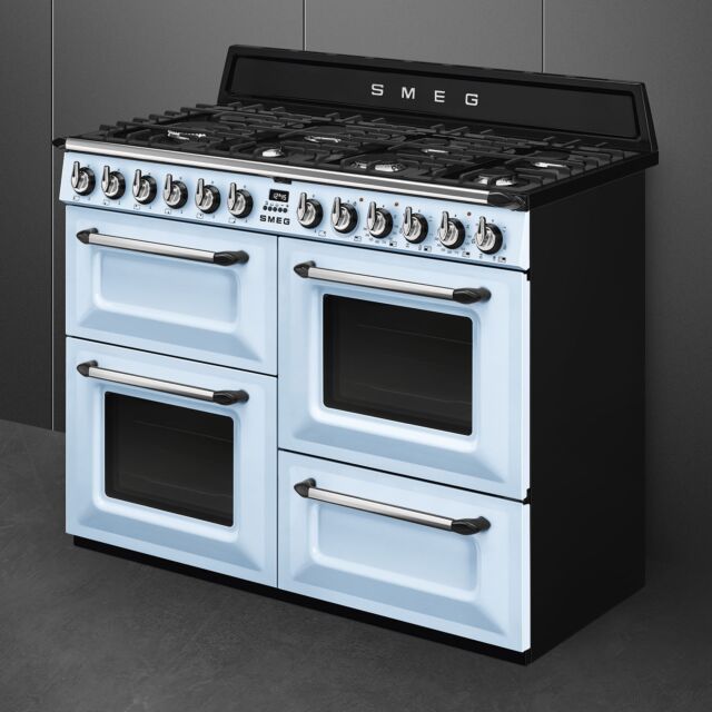 Smeg TR4110AZ Pastel Blue 110Cm Wide Dual Fuel Rangecooker 